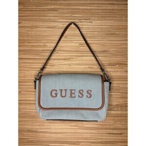 Guess Denim Shoulder Bag w/ Brown Leather Trim
